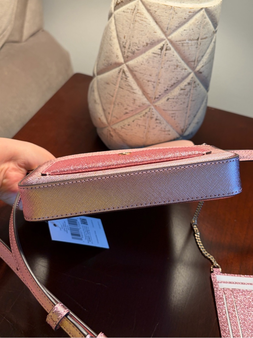 NWT Kate Spade Pink Glimmer Glitter Crossbody/Card Holder Duo - Picture 7 of 13